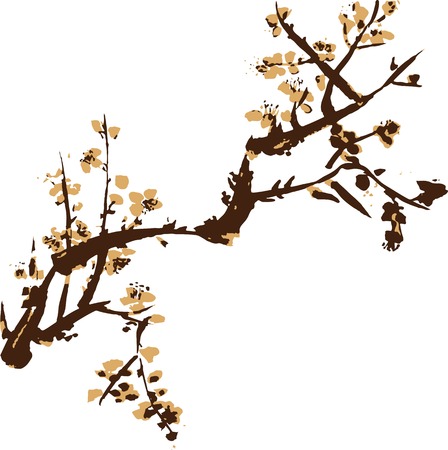 Chinese painting of flowersのイラスト素材