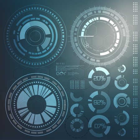 Technology elements with different shapes. Concept about techno and innovation, futureのイラスト素材