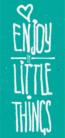 Enjoy little things watercolor lettering on retro backgroundのイラスト素材