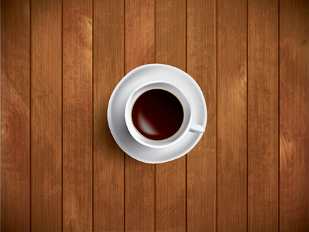 Coffe on the wooden table, vector illustrationのイラスト素材