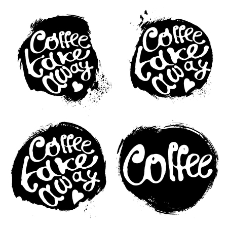 Collection of coffee hand draw logo illustration with letteringのイラスト素材