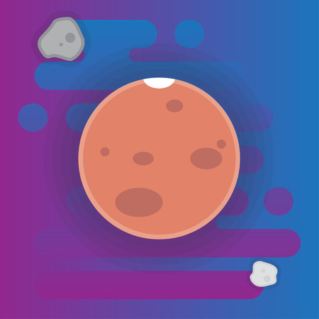 Mars with sattelites icon - flat illustration, space elementsのイラスト素材