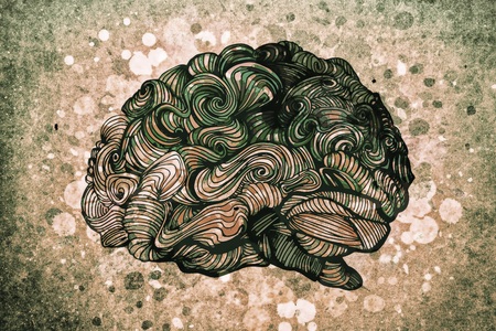 Brain doodle illustration with texturesの写真素材