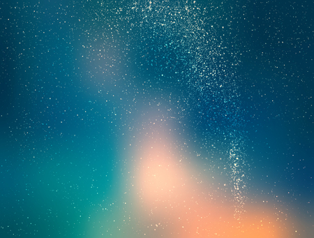 Starry sky illustration, stars and milky way on colored night sky with clusters of starsの写真素材