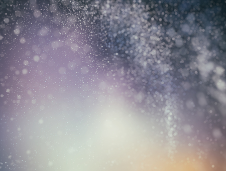 Starry sky illustration, stars and milky way on colored night sky with clusters of starsの写真素材
