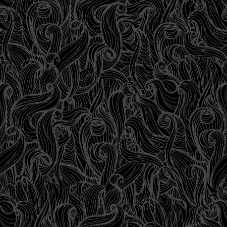 Hair doodle seamless background - endless pattern with beautiful wavesのイラスト素材