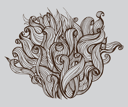 Head, bush of hair, doodle vector illustration, isolated on clean backgroundのイラスト素材