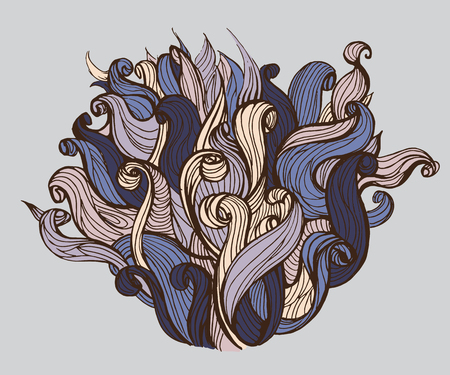 Head, bush of hair, doodle vector illustration, isolated on clean backgroundのイラスト素材