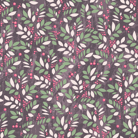 Seamless leaves and floral vintage textured patternのイラスト素材