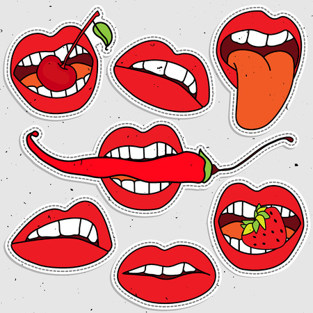 Lips sticker collectionのイラスト素材