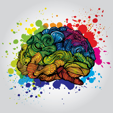 Brain Bright Idea illustration. Doodle vector concept about human brain and Ideas. Creative illustrationのイラスト素材