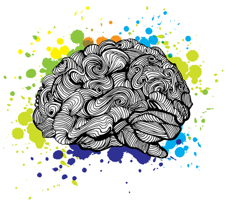Brain Bright Idea illustration. Doodle vector concept about human brain and Ideas. Creative illustrationのイラスト素材