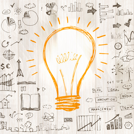 Great new idea concept - bulb with hand draw elements. Vector illustrationのイラスト素材