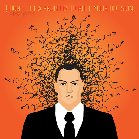 trouble concept, angry businessman icon with Failure and irritation problem vector conceptのイラスト素材