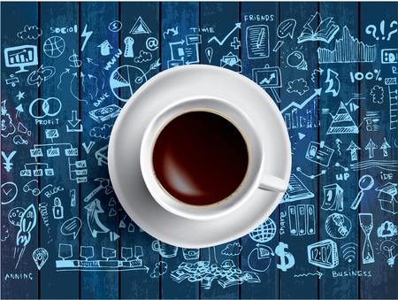 Coffee cup concept - business doodle with coffe mugのイラスト素材