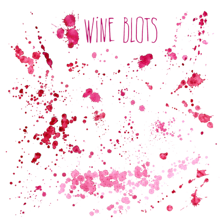 Wine splashes - vector watercolor illustration. Wine splash isolated on white background, hand draw wine splashes and spray.のイラスト素材