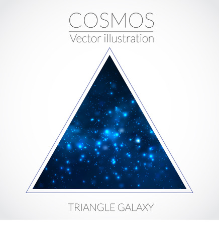 Space vector triangle form with stars. Universe illustration. Colored cosmos backdrop with stars claster.のイラスト素材