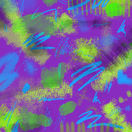 Abstract Neon geometrical 80s and 90s hand draw glamour pattern with neons colors. Neon Watercolor brush paint glam pattern for girls. Modern retro neon pattern with watercolor lines, dots. Glamour neon backgroundの写真素材