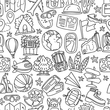 Travel and summer pattern images illustrationのイラスト素材