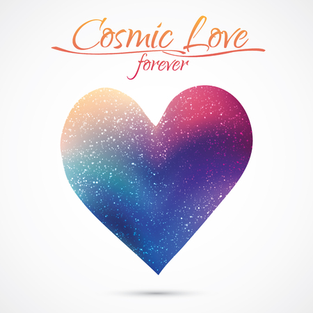 Cosmic love concept, heart with night sky and stars. Love card illustrationのイラスト素材