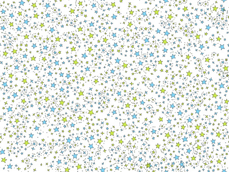 Blue and Green stars, vector seamless pattern. Endless background with hand drawned cute cartoon colored stars. Cute cartoon seamless pattern with stars, for canvas and paper, cute star patternのイラスト素材