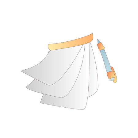 Cute cartoon vector book, notebook, calendar, diary and journal icon with pen. Cartoon books icon. School book icon, college notebooks. School notebooks on white background. Educational cartoon iconのイラスト素材