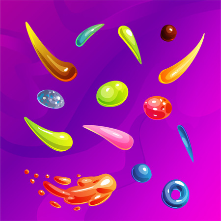 Space planets, asteroid, moon, fantastic world game vector cartoon icons. Color asteroid and planet, illustration fantastic universe cartoon planets. Fantasy colorful planets set. Cosmic collectionのイラスト素材