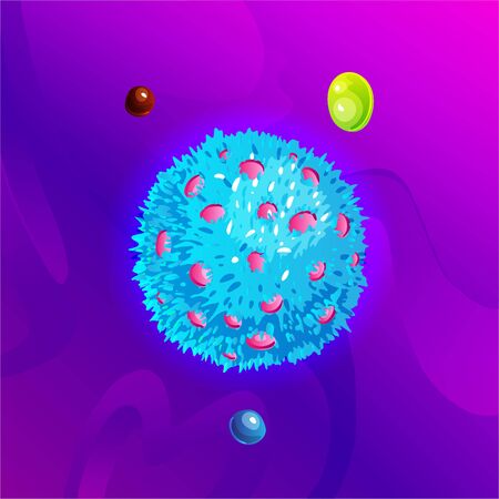 Space fantasy planet, asteroid, moon, fantastic world game vector cartoon icon, illustration. Color asteroid and planet, illustration fantastic universe cartoon planets. Fantasy colorful planet with cosmic elementsのイラスト素材