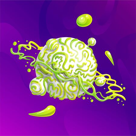 Space fantasy planet, asteroid, moon, fantastic world game vector cartoon icon, illustration. Color asteroid and planet, illustration fantastic universe cartoon planets. Fantasy colorful planet with cosmic elementsのイラスト素材