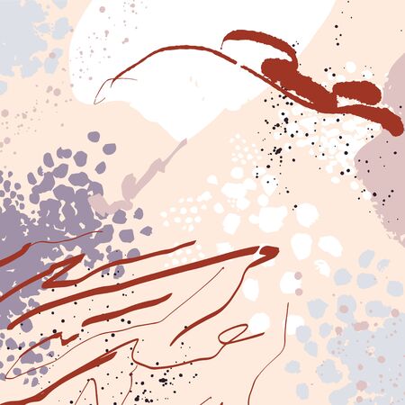 Vector abstract pattern with grey, peach and red colors. Abstract art shapes, created by dry ink brush. Artistic shape background. artistic creative universal background. Hand Drawn textures. Wedding, anniversary, birthday, Valentine day, party. Design for poster, card, invitation, placard, brochure, flyerのイラスト素材