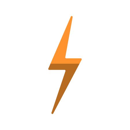 Vector simple lightning flat icon, isolated on white background. Lightning symbol. Perfect flat pictogram of Flash thunderbolt orange colored Templateのイラスト素材