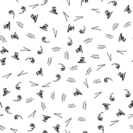 Abstract seamless pattern with doodles on white background. Simple abstract pattern background for interrior, textile design, paper craft. Hand drawn minimalist memphis seamless background.のイラスト素材