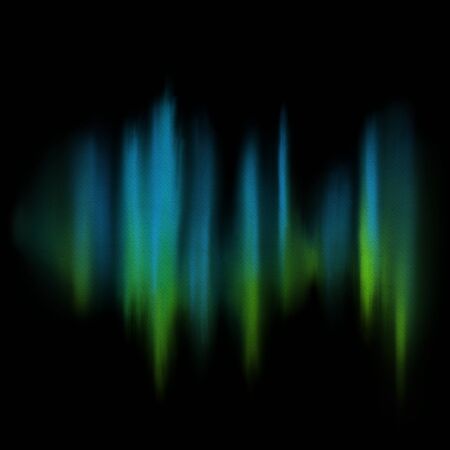 Aurora Polaris and Aurora Borealis illustration. Shining northern lights on black space sky illustration with watercolor texture. Northern light astronomy effect.の写真素材