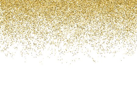 Vector realistic gold glitter particles effect - isolated shiny confetti and glitter sparkling texture. Star dust sparks in explosion on transparent background.のイラスト素材