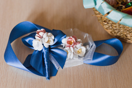 Blue wedding flower decorationの写真素材