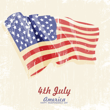 4th of july American independence day greeting card with flagのイラスト素材
