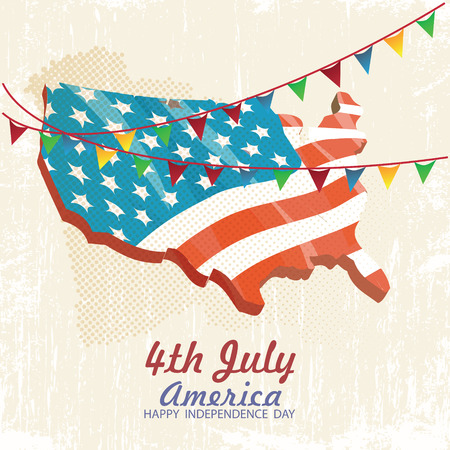 4th of july American independence day greeting card with flagのイラスト素材