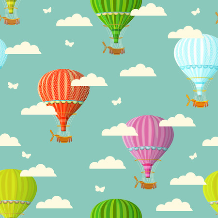 Retro seamless travel pattern of balloonsのイラスト素材