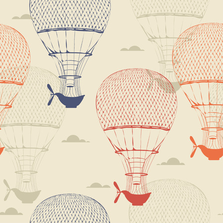 Retro seamless travel pattern of balloonsのイラスト素材