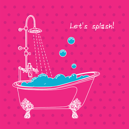 Bath with soap bubbles. Cartoon.のイラスト素材