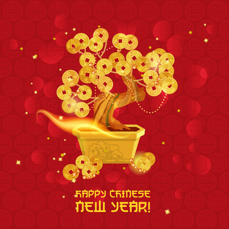 Chinese new year Oriental traditional coinsのイラスト素材