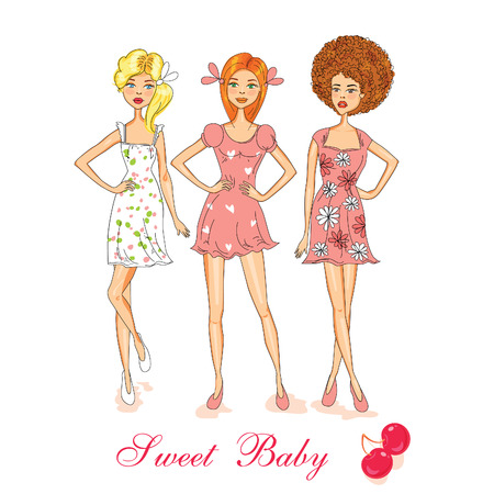 Fashion girls T-shirt designのイラスト素材