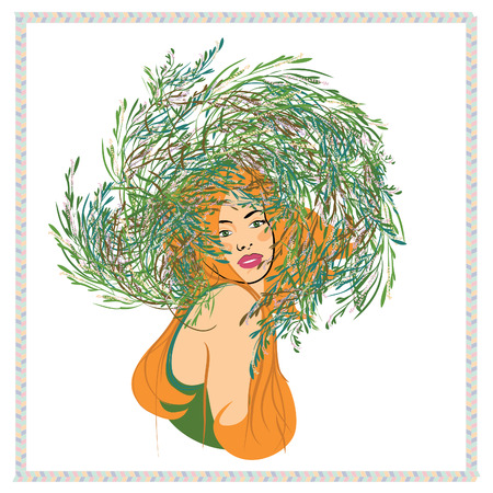 Flower girl in boho styleのイラスト素材