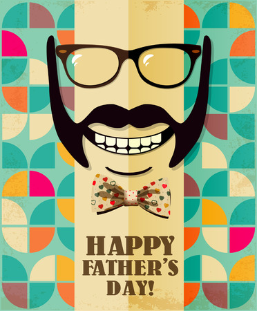 Father\'s day card in vintage hipster style. Retro poster.のイラスト素材