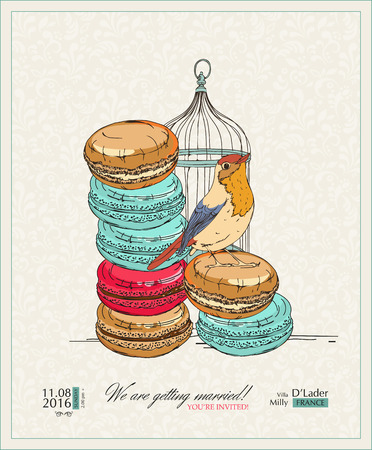 Valentine day card in vintage style. Wedding invitationのイラスト素材