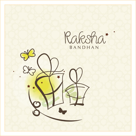 Beautiful greeting card design for the Indian festival Raksha Bandhan in pencil drawing styleのイラスト素材