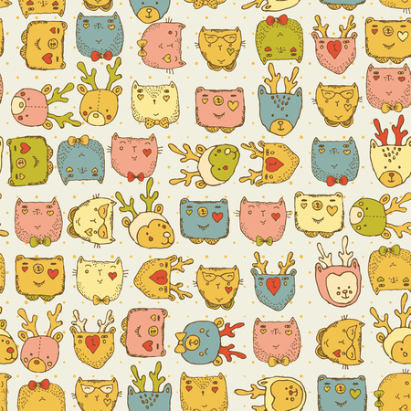 Seamless pattern with cute animals for baby fabricのイラスト素材