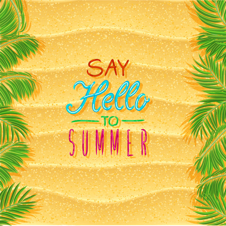 Beach landscape scene with sand. Top view. Summer posterのイラスト素材