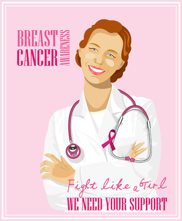 Breast Cancer Awareness Month posterのイラスト素材
