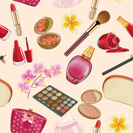Make Up and Beauty Symbols seamless patternのイラスト素材